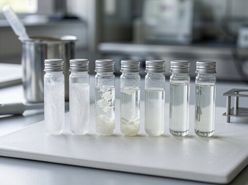 Phase Change Material Samples Showing Solid and Liquid States