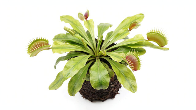 Venus flytrap houseplant with green leaves and open traps carnivorous plant dionaea muscipula