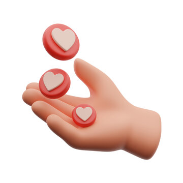 Hand With Floating Heart 3d illustration