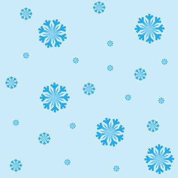 Christmas blue snowflake pattern on light blue winter background illustration