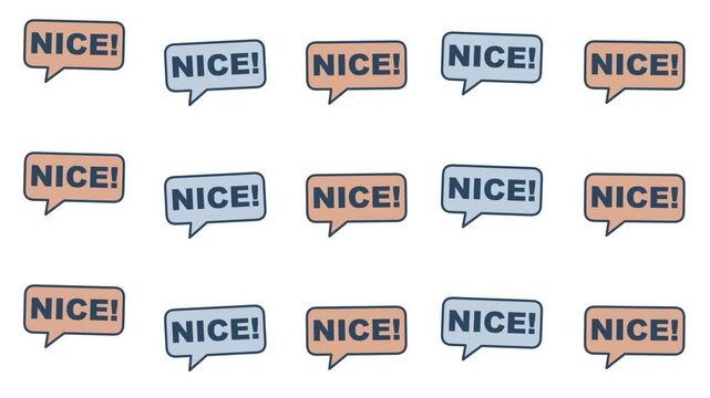Speech bubbles with the word NICE repeated in a pattern
