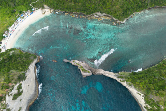 Drone captures a tropical paradise beach in Nusa Penida