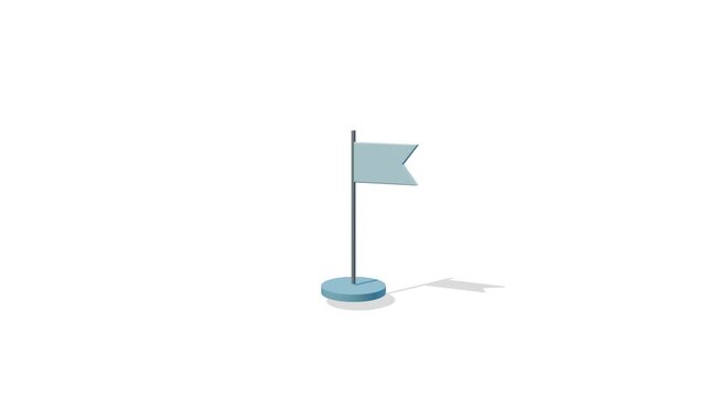 Minimalist flag on pole with shadow, isolated on white background. Concept.