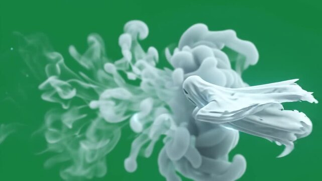 Spooky Screaming Sheet Ghost Flying with Swirling Smoke Trail on Green Screen