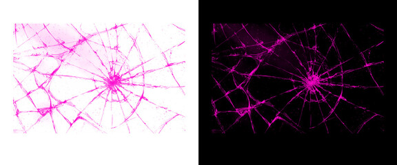 Vibrant pink shattered glass texture, a striking broken screen effect. Dynamic crack pattern illustration, ideal for abstract backgrounds and digital overlays. © Creative Element
