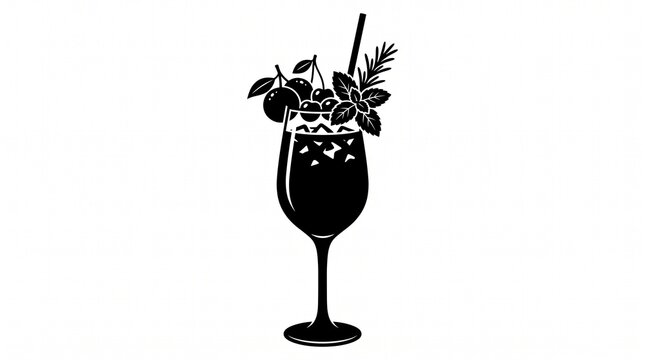 Refreshing cocktail drink in a tall glass with garnish party drink mixed drink