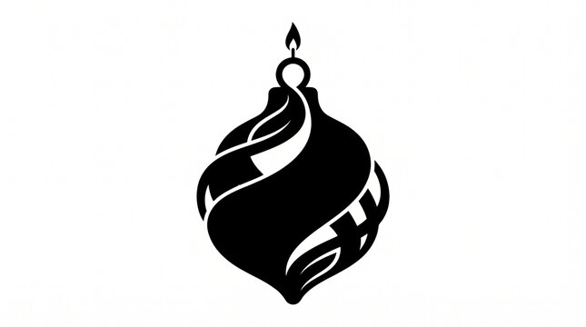 Black silhouette icon of a decorative christmas tree ornament bauble