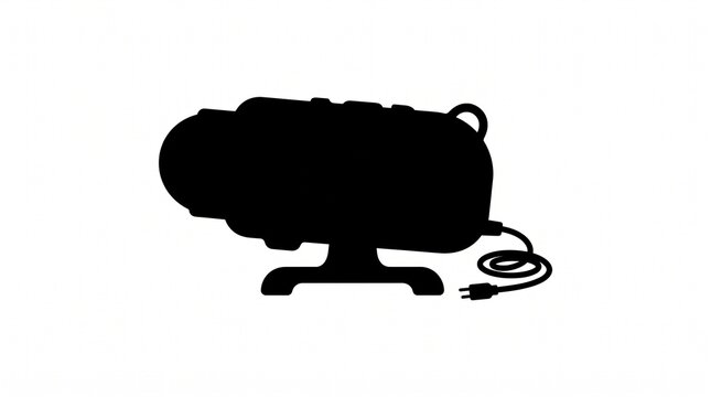 Silhouette of a modern portable electric space heater on white background