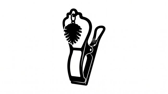 Black plastic spring clamp isolated on a white background with clamping tool