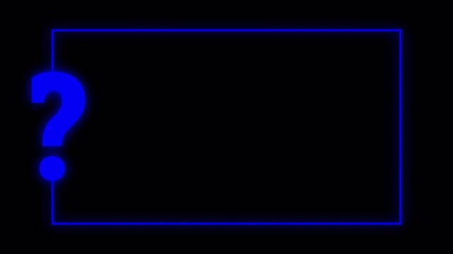 neon quiz question mark overlay with rectangular frame overlay background