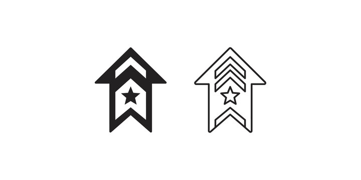 Star shaped badge chevron rank sign for military and achievement.
