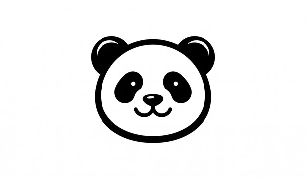Cute Panda Silhouette Logo Funny Animal Mascot Vector Design