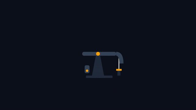 Industrial oil pumpjack beam continuously pumping petroleum in a clean minimalist graphic style animation