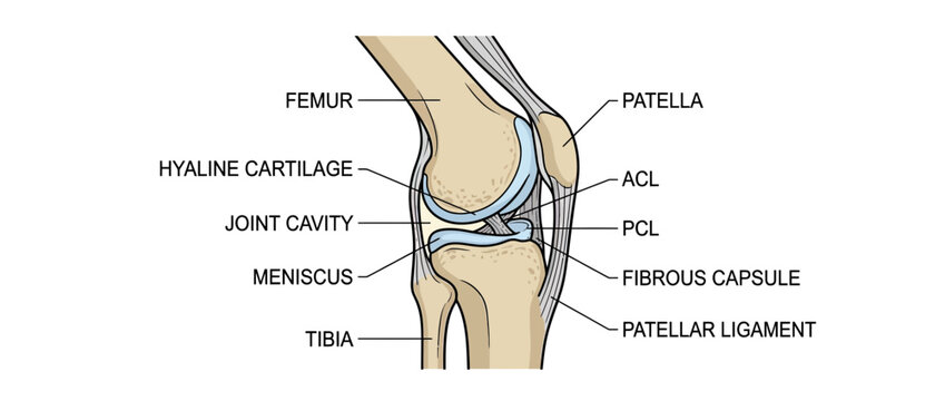 Human Knee Joint Anatomy Diagram Isolated
