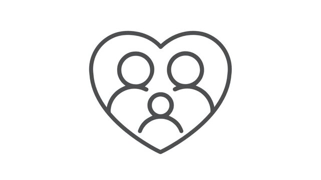 Family of three. Two parents and child, video, vector, icon.