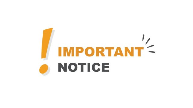 Important notice, video. Announce message banner: 