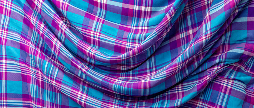 Flowing Caribbean madras fabric panoramic banner background
