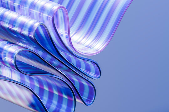 Layered translucent data loops with electric blue and violet depth 3D