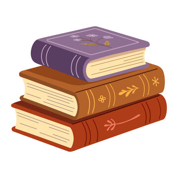 Flat Cartoon Stack of Vintage Books Illustration for Reading, Education, Literature and Library Themes