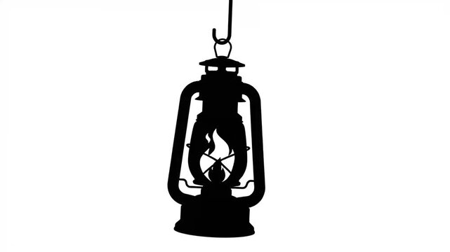 Hanging lantern silhouette animation swinging gently against a bright white background video clip