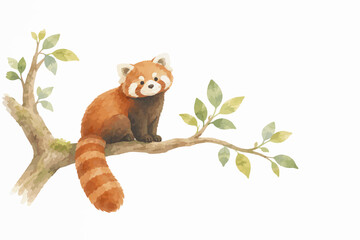 Fototapeta premium Exotic Wildlife and Tropical Animals in Minimalist Watercolor Landscape Illustration