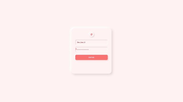 Animated neumorphism white login card ui with red enter button