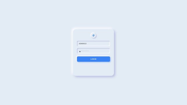 Animated neumorphism clean white login card ui with blue button