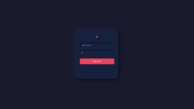 Animated neumorphism dark theme login card ui with unlock button