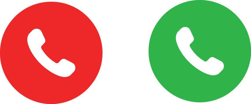 Phone vector icon showing red and green call buttons with phone sign