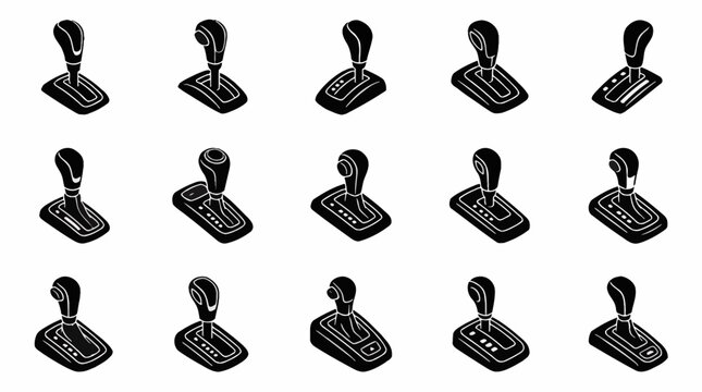 Modern Vector Illustration of a Generic Car Gear Lever and Automatic Transmission Shift Knob for Automotive Design, Vehicle Interior Interface, and Transportation Iconography