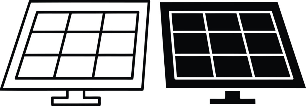 Solar panel icon collection showing renewable energy technology design
