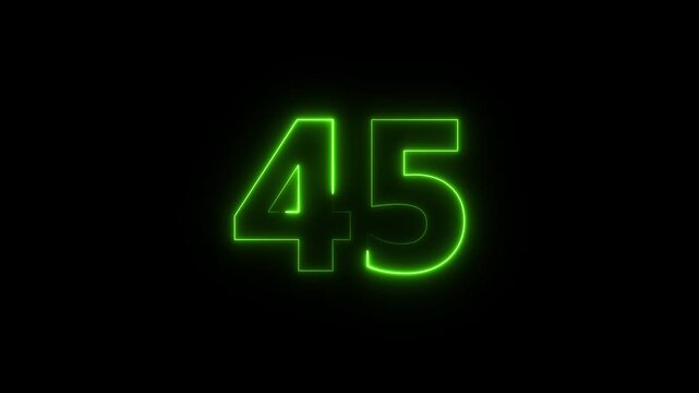 Abstract beautiful purple neon business counting number 45 icon conceptual background 4k animation.