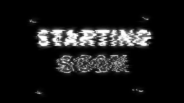Glowing Starting Soon Text Animation with Animated Frame Line on Black Background