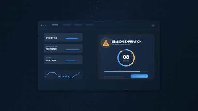 Digital dashboard interface showing session expiration countdown
