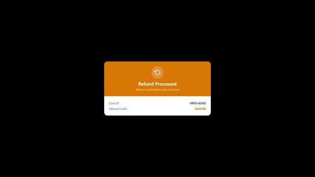 Refund processed payment confirmation dialog box on transparent background