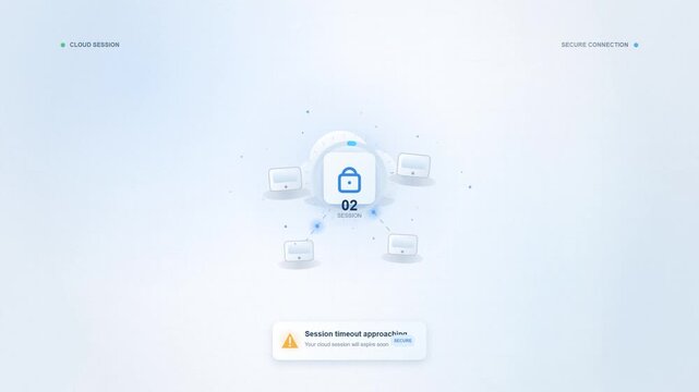 Digital security session timeout countdown with lock icon
