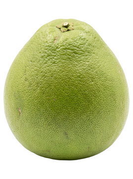 Single fresh whole green pomelo fruit isolated on transparent background