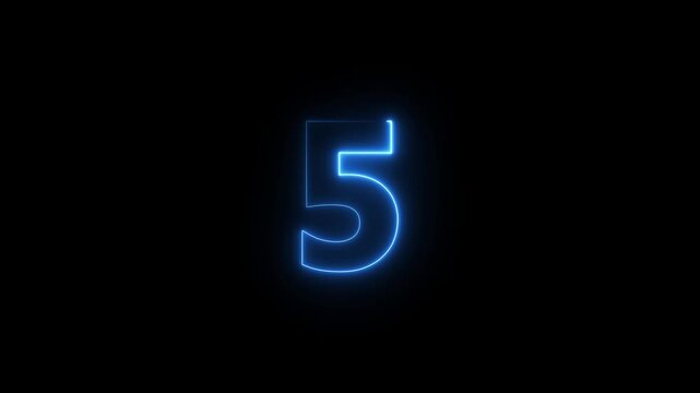 neon 5 number icon with a bright, glowing effect, smoothly transitioning between colors.