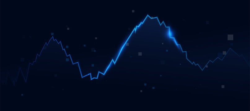 Abstract blue financial graph chart on dark background