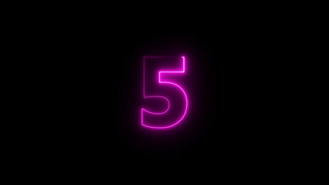 neon 5 number icon with a bright, glowing effect, smoothly transitioning between colors.