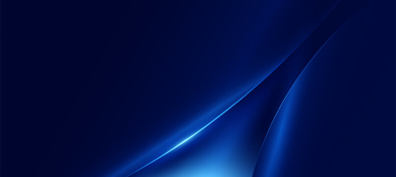 Abstract Blue Glowing Curved Lines Technology Background