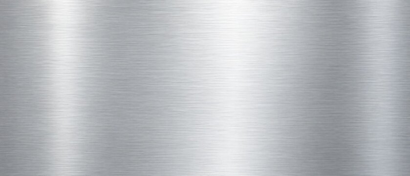 Brushed silver metal texture background, polished stainless steel surface with horizontal grain, industrial metallic plate for technology design, sleek aluminum backdrop