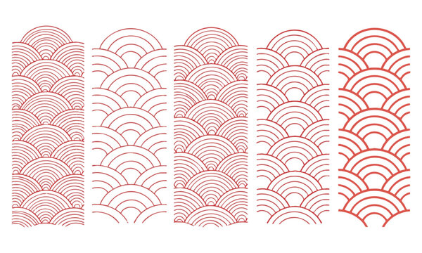 Red Seigaiha Geometric Wave Pattern Background