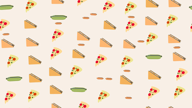 Pizza, Sandwich, and Hot Dog Pattern