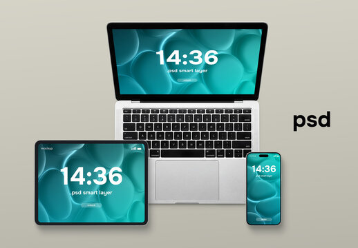 Top view responsive design mockup
