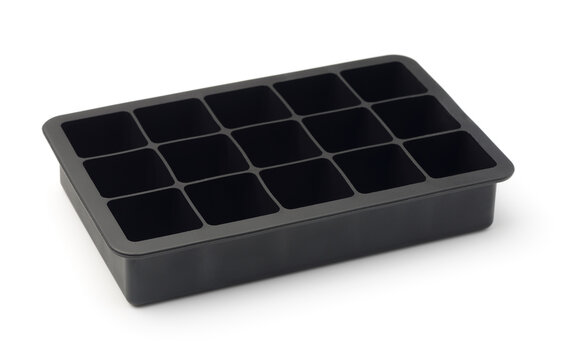 Empty black silicone ice cube tray