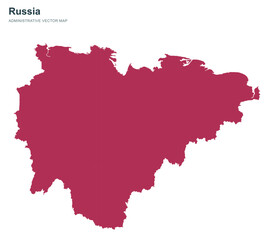 Obraz premium Sakha Republic map of Russia administrative region in solid crimson tone.
