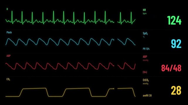 Critical patient monitor with tachycardia and low blood pressure loop