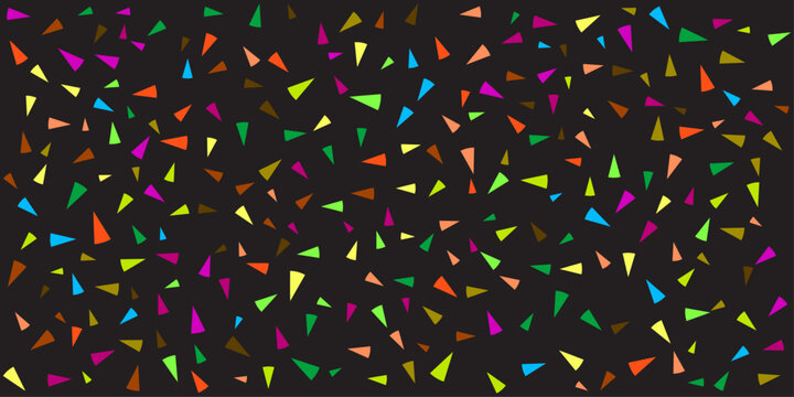 Multicolored scattered triangles pattern on dark gray background