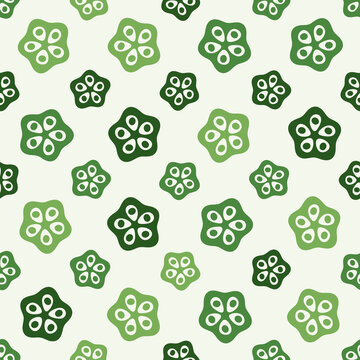 Seamless Okra Stars pattern in green